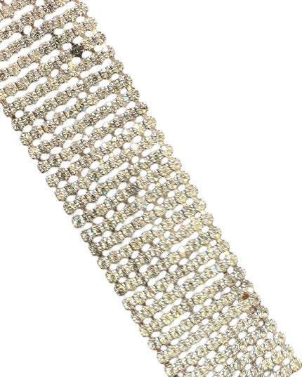 Vintage silver finish Chunky CRYSTAL Statement bracelet 1960s