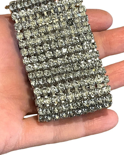 Vintage silver finish Chunky CRYSTAL Statement bracelet 1960s