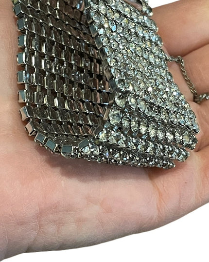 Vintage silver finish Chunky CRYSTAL Statement bracelet 1960s