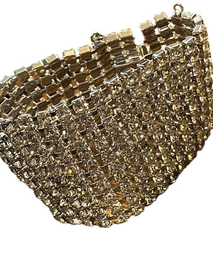 Vintage silver finish Chunky CRYSTAL Statement bracelet 1960s