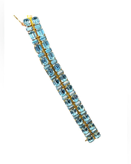 Vintage Gold finish london blue topaz crystal chunky statement bracelet