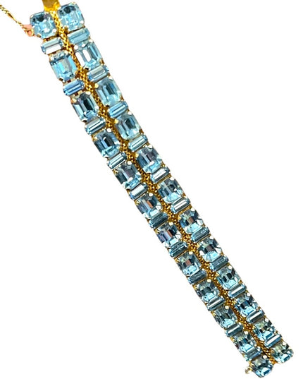 Vintage Gold finish london blue topaz crystal chunky statement bracelet