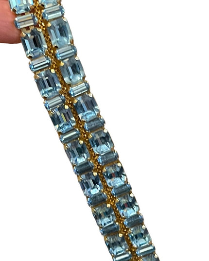 Vintage Gold finish london blue topaz crystal chunky statement bracelet