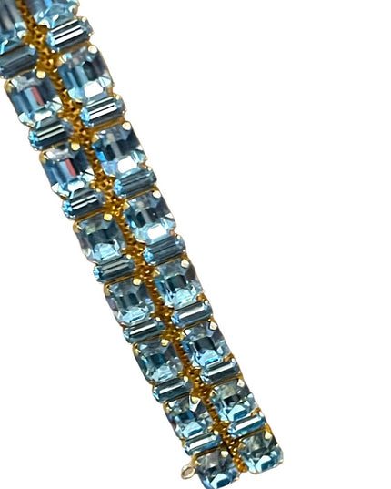 Vintage Gold finish london blue topaz crystal chunky statement bracelet