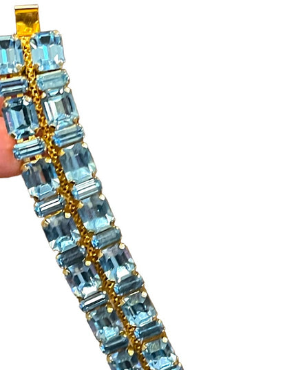 Vintage Gold finish london blue topaz crystal chunky statement bracelet
