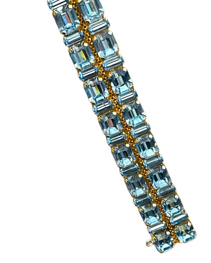 Vintage Gold finish london blue topaz crystal chunky statement bracelet