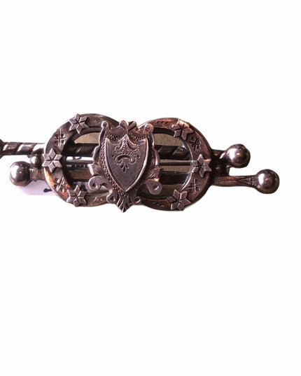 Antique Victorian Etched  Marson & Jones sterling silver bar brooch sterling