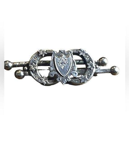 Antique Victorian Etched  Marson & Jones sterling silver bar brooch sterling