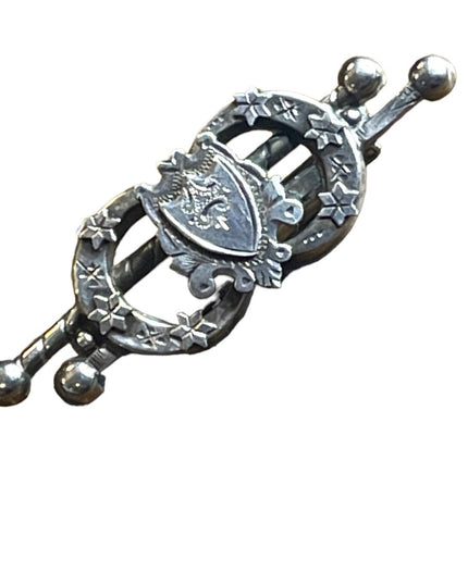 Antique Victorian Etched  Marson & Jones sterling silver bar brooch sterling