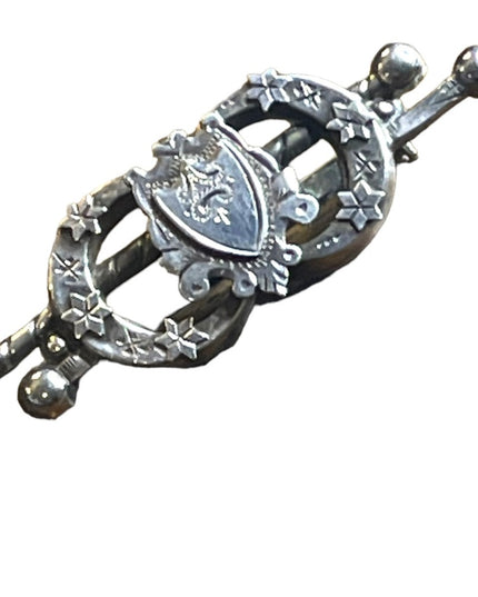Antique Victorian Etched  Marson & Jones sterling silver bar brooch sterling