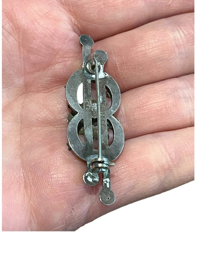 Antique Victorian Etched  Marson & Jones sterling silver bar brooch sterling