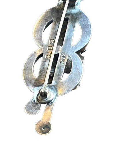 Antique Victorian Etched  Marson & Jones sterling silver bar brooch sterling