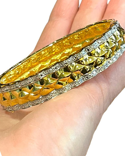 Heavy Gold plated Sterling silver quality bangle diamond finish