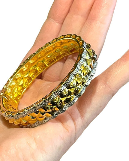 Heavy Gold plated Sterling silver quality bangle diamond finish