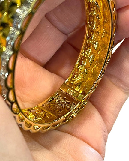 Heavy Gold plated Sterling silver quality bangle diamond finish