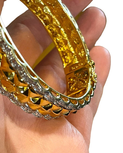 Heavy Gold plated Sterling silver quality bangle diamond finish