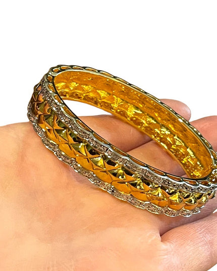 Heavy Gold plated Sterling silver quality bangle diamond finish