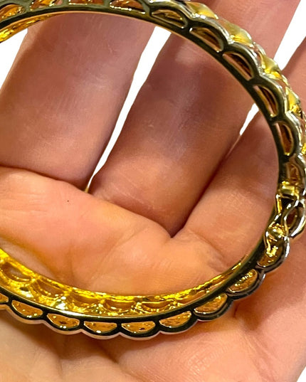 Heavy Gold plated Sterling silver quality bangle diamond finish