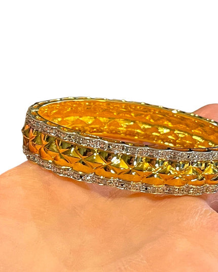 Heavy Gold plated Sterling silver quality bangle diamond finish