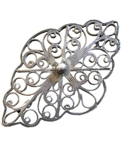 Antique Victorian sterling silver brooch ornate etched