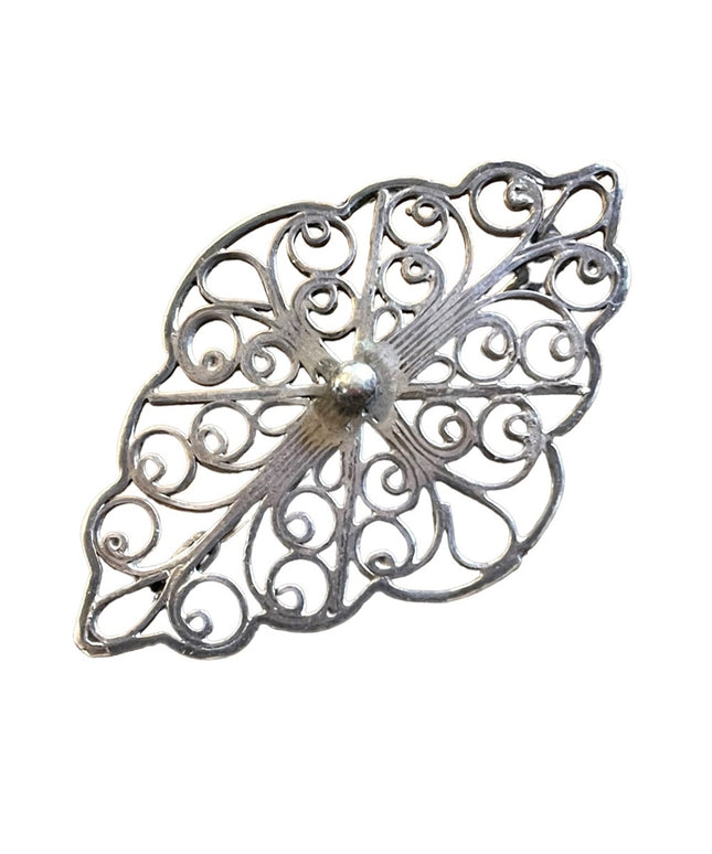 Antique Victorian sterling silver brooch ornate etched
