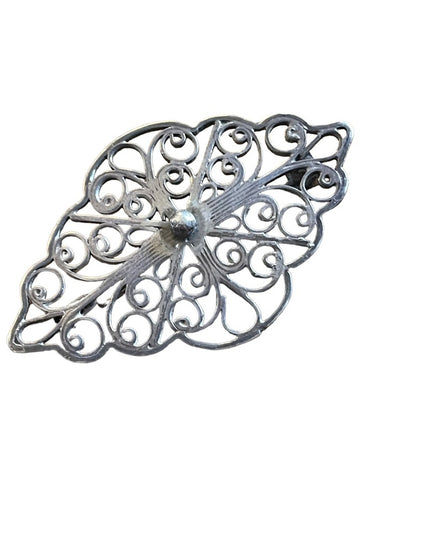 Antique Victorian sterling silver brooch ornate etched
