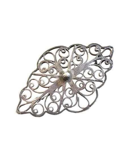 Antique Victorian sterling silver brooch ornate etched