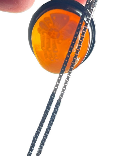 Vintage  Sterling silver 925 Carnelian Cameo necklace brooch