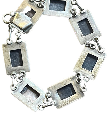 Vintage Sterling silver 925  abalone shell Cameo story book Roman Bracelet