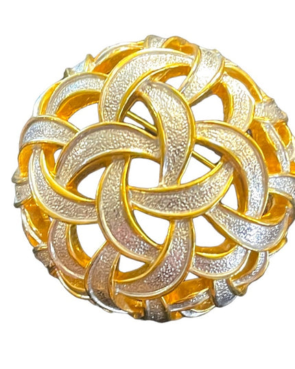 Vintage 1980s Silver & gold large domed Infinity abstract brooch D orlan