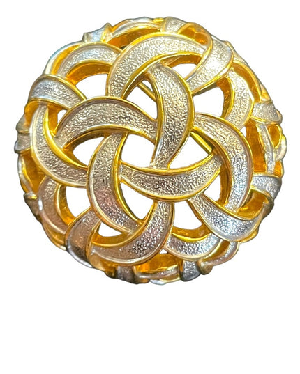 Vintage 1980s Silver & gold large domed Infinity abstract brooch D orlan