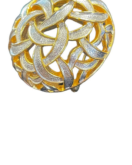 Vintage 1980s Silver & gold large domed Infinity abstract brooch D orlan