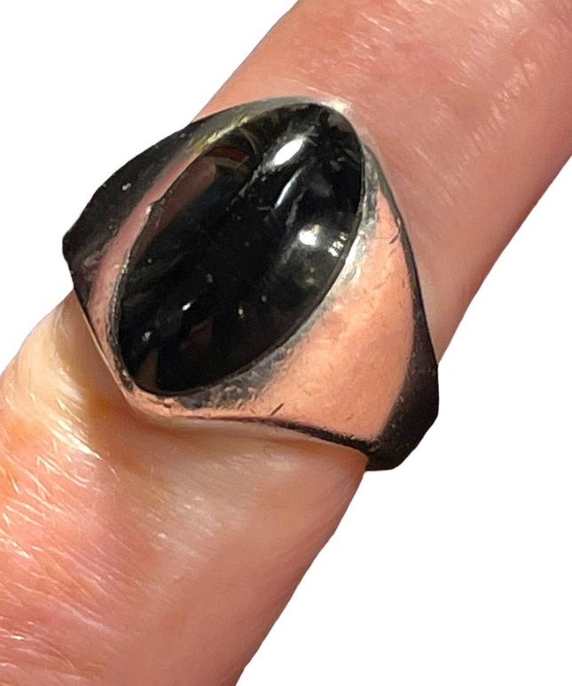 Vintage Taxco Mexico TC-207 Sterling silver 925 Black Onyx lg heavy ring