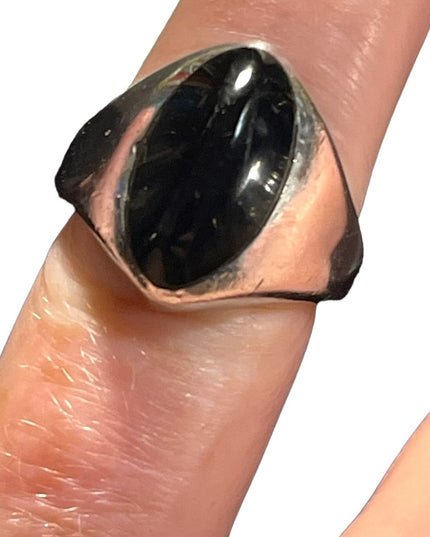 Vintage Taxco Mexico TC-207 Sterling silver 925 Black Onyx lg heavy ring