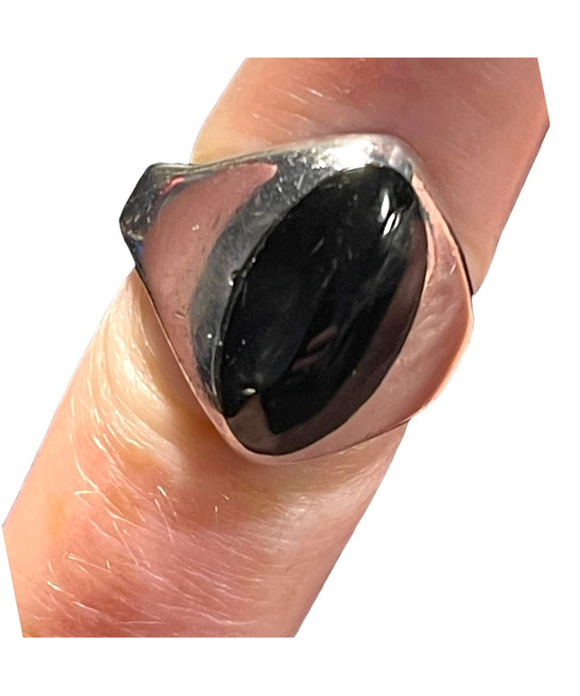 Vintage Taxco Mexico TC-207 Sterling silver 925 Black Onyx lg heavy ring