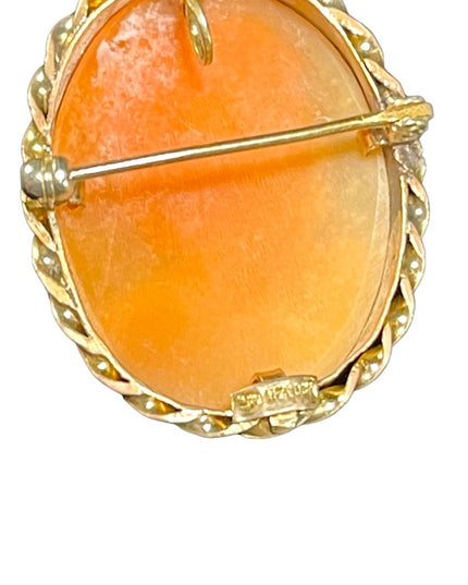 Vintage 12K gold filled Vintage 1950s Carved Shell Cameo brooch pendant