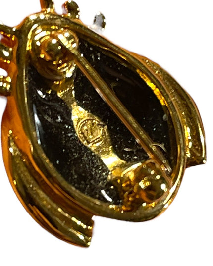 Swarovski Authentic (SWAN) Enameled Gold plated Crystal lady bug brooch