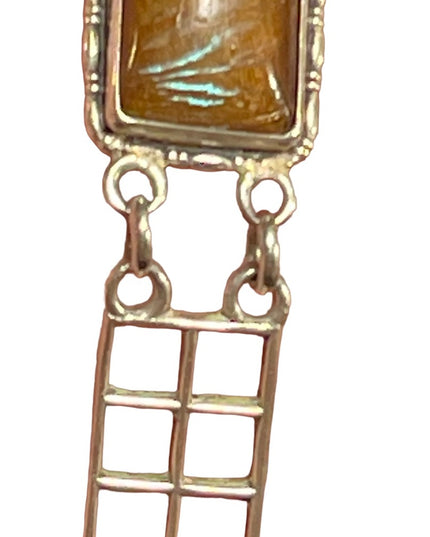 Antique Sterling silver European Glass link bracelet Art deco