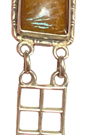 Antique Sterling silver European Glass link bracelet Art deco