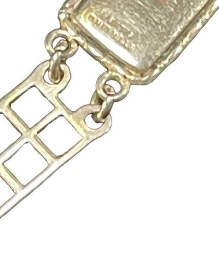 Antique Sterling silver European Glass link bracelet Art deco