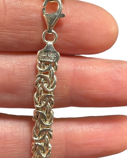 925 Sterling Silver Byzantine Link Bracelet 8” Inch Chain bracelet