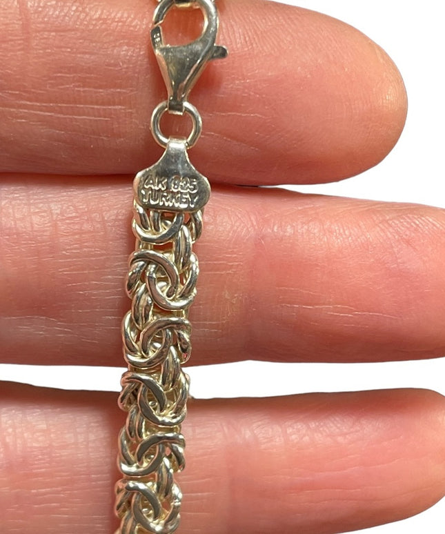 925 Sterling Silver Byzantine Link Bracelet 8” Inch Chain bracelet