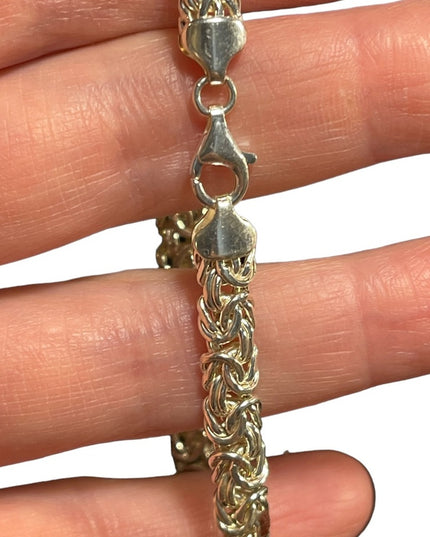 925 Sterling Silver Byzantine Link Bracelet 8” Inch Chain bracelet