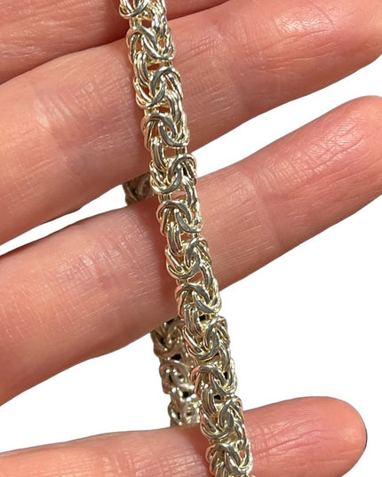 925 Sterling Silver Byzantine Link Bracelet 8” Inch Chain bracelet