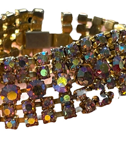 Vintage 1960s Unmarked Weiss Pink AB crystal bracelet & Necklace SET
