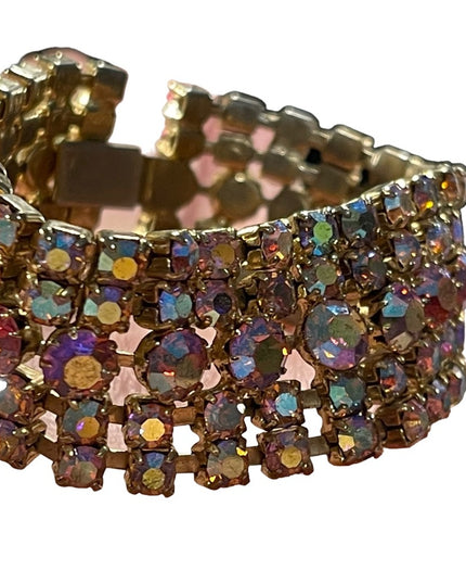 Vintage 1960s Unmarked Weiss Pink AB crystal bracelet & Necklace SET