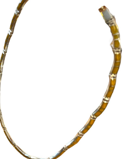 Vintage Southwestern Mexico 925 heavy yellow stone inlay necklace cleopatra