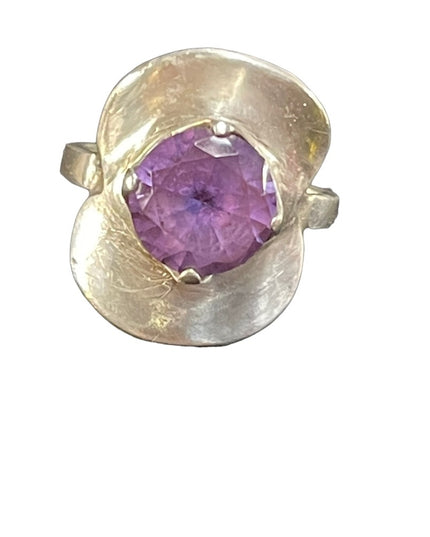 Vintage Handmade Artisan Alexandrite Sterling 925 Modernist ring brutalist