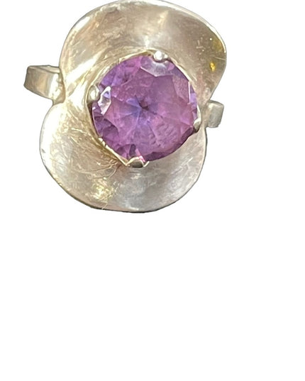 Vintage Handmade Artisan Alexandrite Sterling 925 Modernist ring brutalist