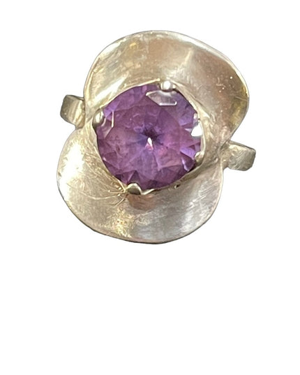Vintage Handmade Artisan Alexandrite Sterling 925 Modernist ring brutalist